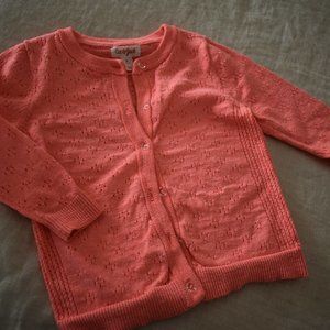 Cat & Jack Button Down Eyelet Cardigan 3T Coral